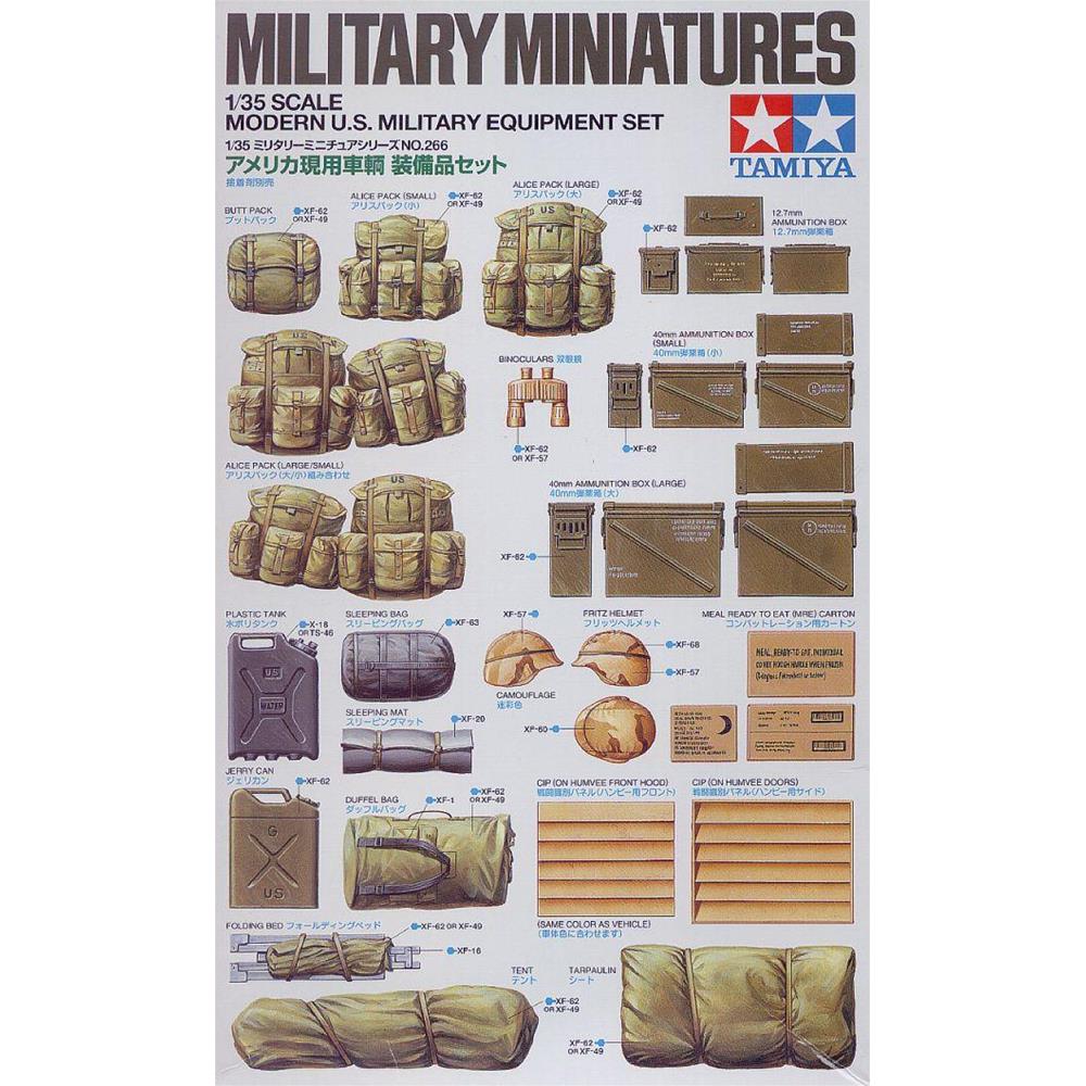 TAMIYA: 1/35; Modern US Army Military Equipment Set