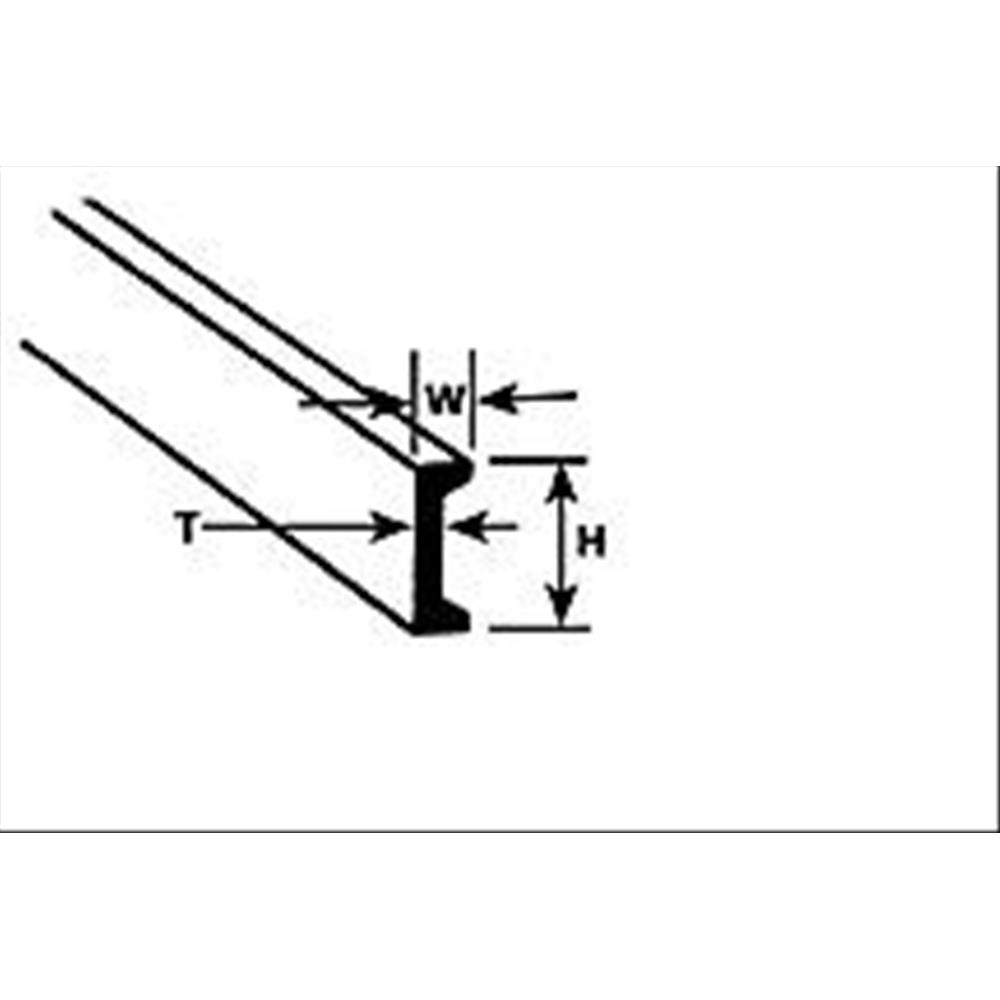 Plastruct: profilato stirene a "C" mm.4,0Hx1,4Wx0,8Tx375L  - pezzi 6 per conf
