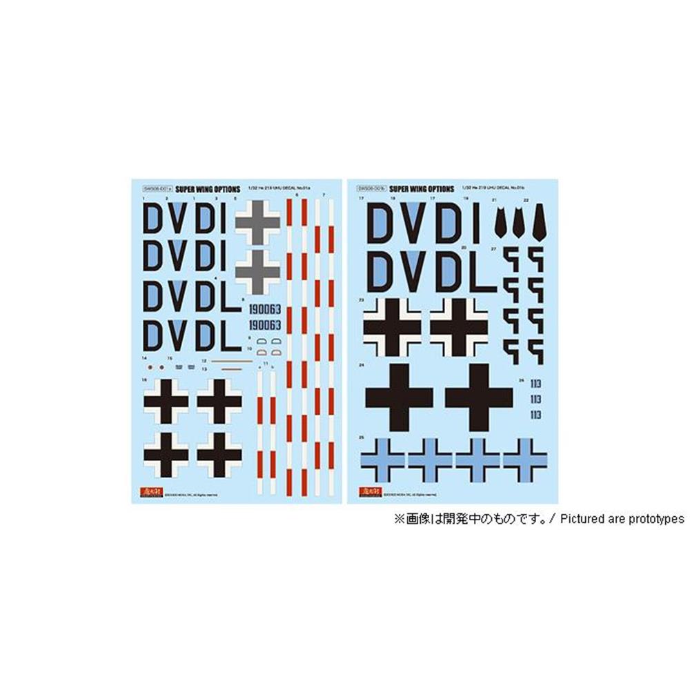 Zoukei-mura: set decal # 1 per He 219 Uhu