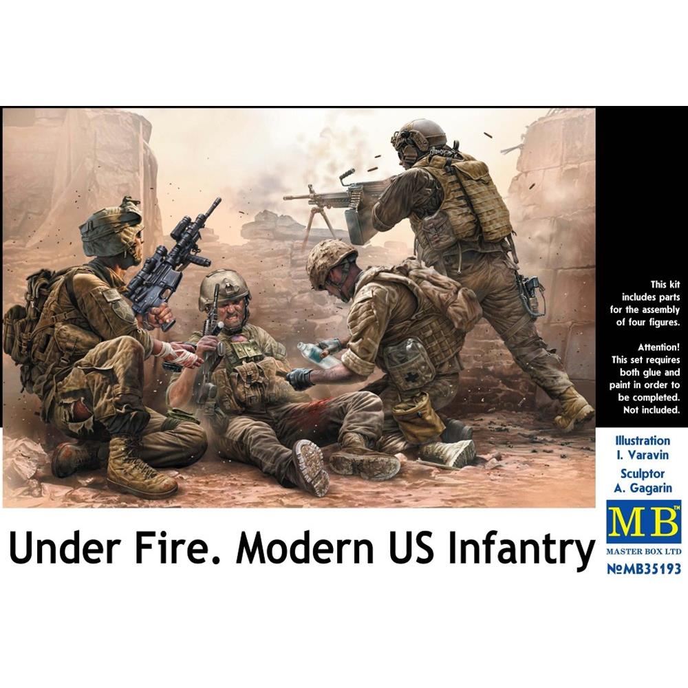 MASTER BOX: 1/35 'Under Fire', Modern US Infantry (4 fig.)