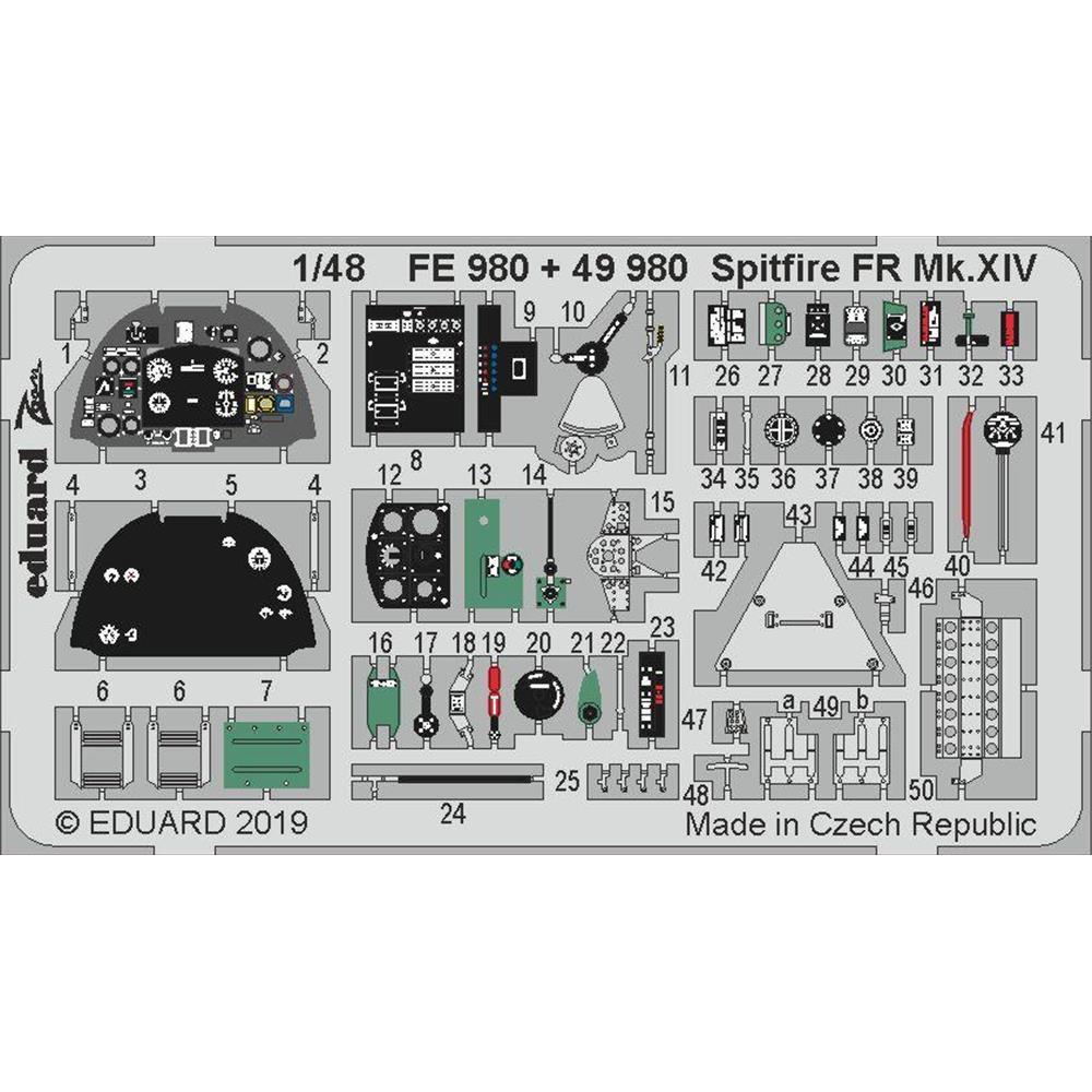 EDUARD: 1/48; Spitfire FR Mk. XIV (for kit AIRFIX) - photoetched set