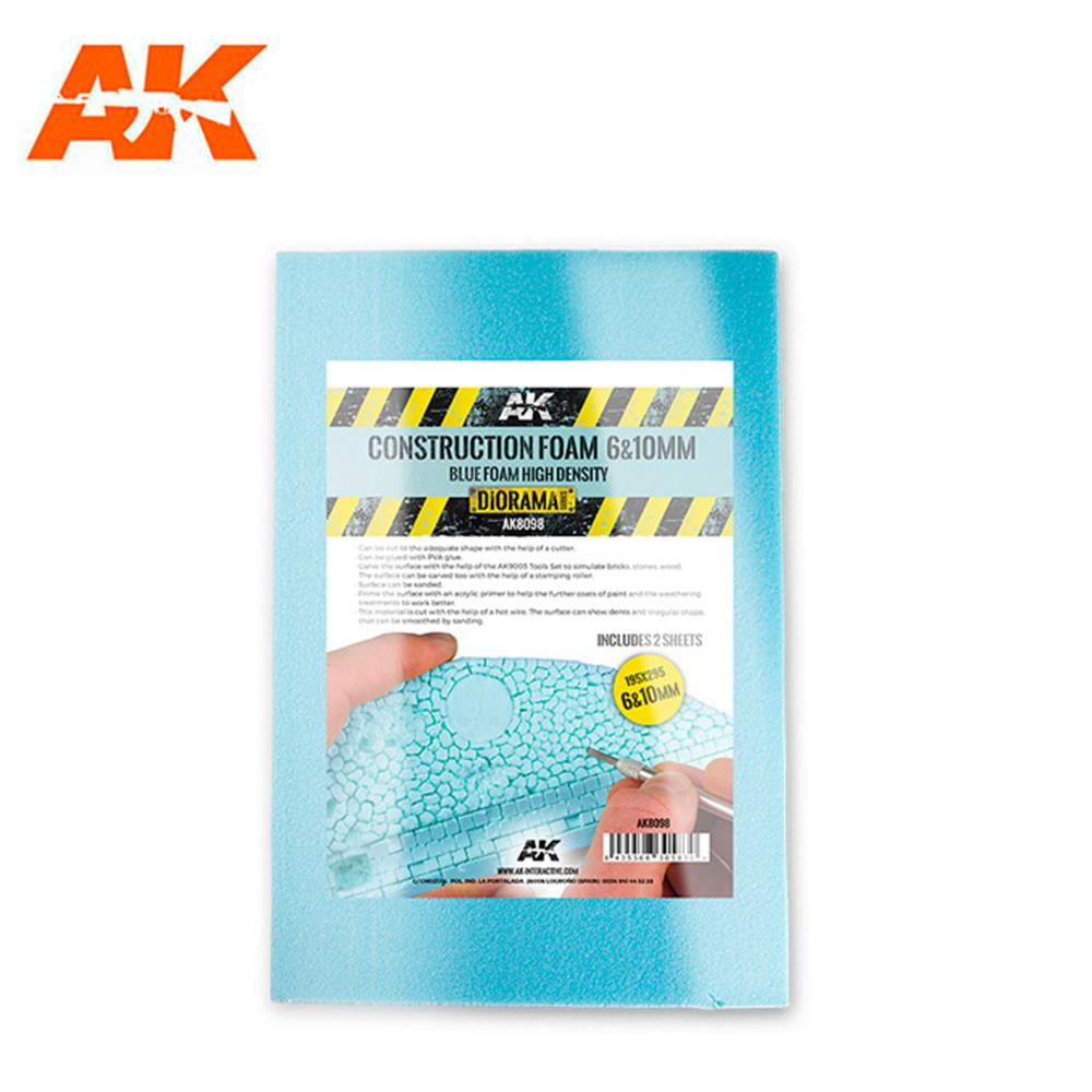 AK INTERACTIVE: CONSTRUCTION FOAM spessore 10mm e 6mm - 195 x 295 MM (1 foglio x misura)