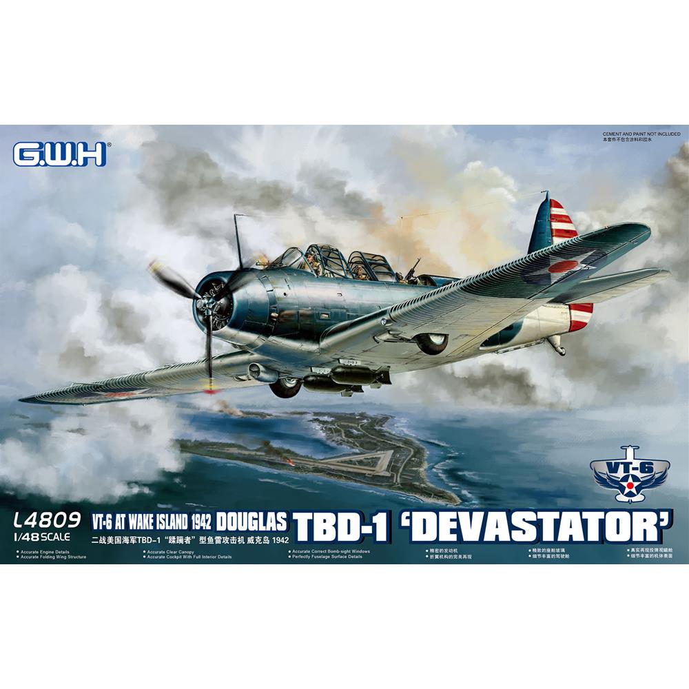 GREAT WALL HOBBY: 1/48; WWII Douglas  TBD-1 "Devastator" - VT-6 at Wake Island 1942