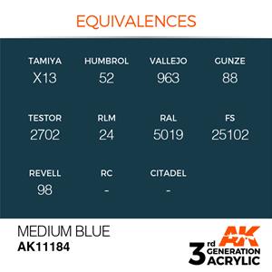 AK INTERACTIVE: colore acrilico 3rd Generation Medium Blue 17ml