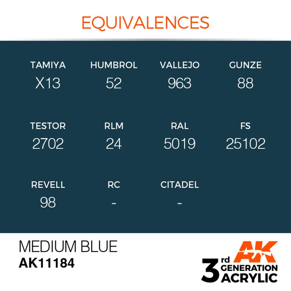 AK INTERACTIVE: colore acrilico 3rd Generation Medium Blue 17ml