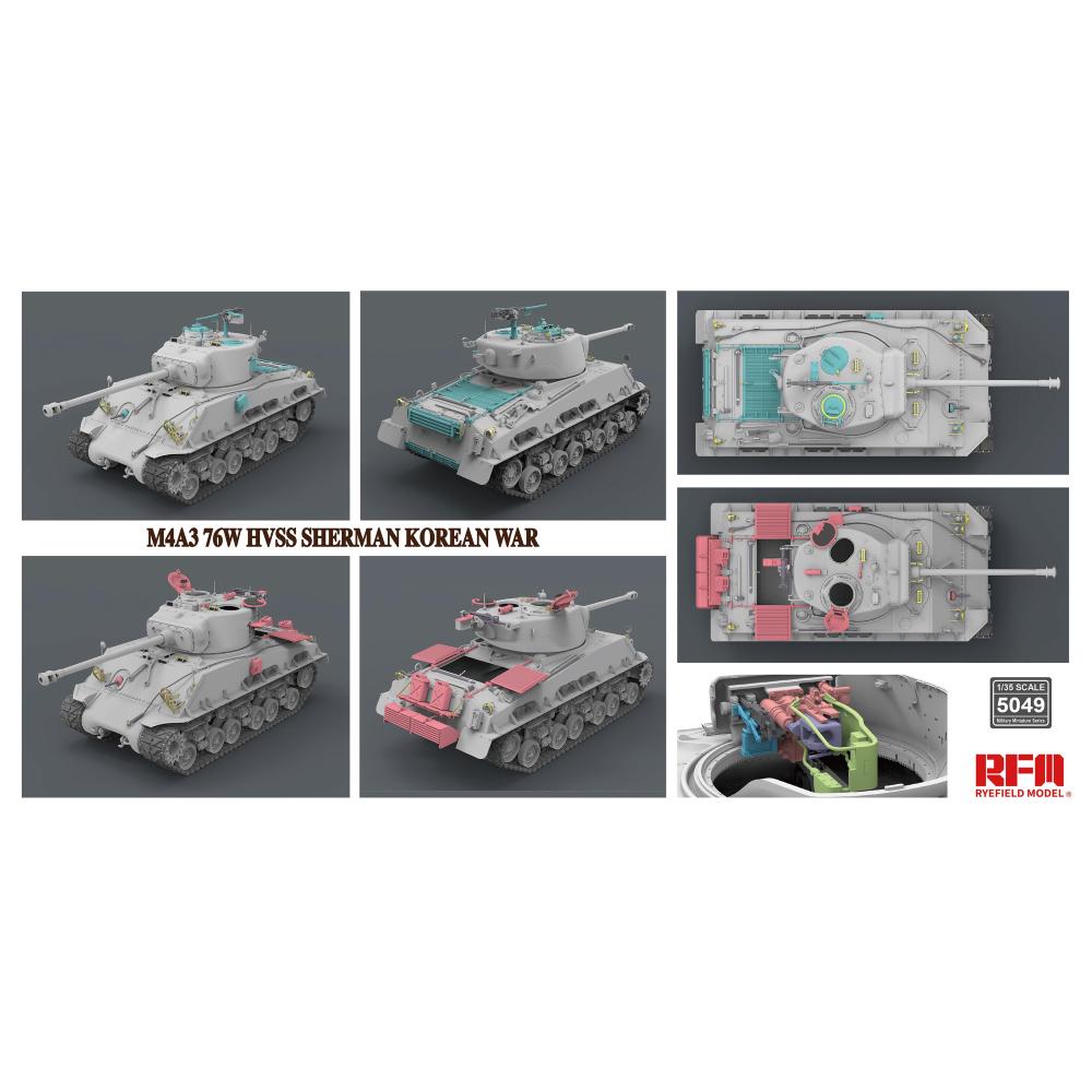 RYE FIELD MODEL kit: 1/35 M4A3 76W HVSS Sherman Korean War