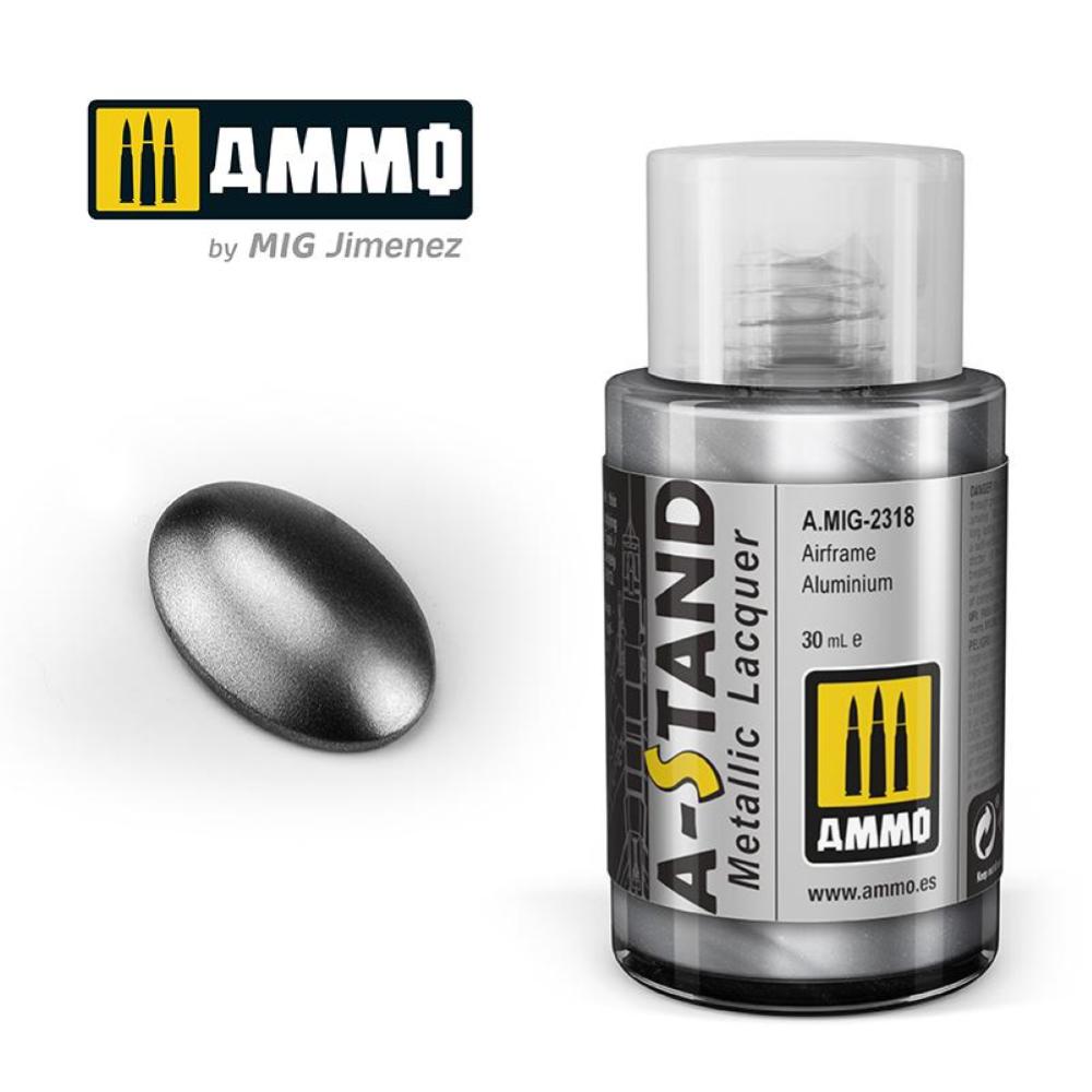 AMMO of MIG: A-STAND Airframe Aluminium  - 30ml Enamel Paint for airbrush