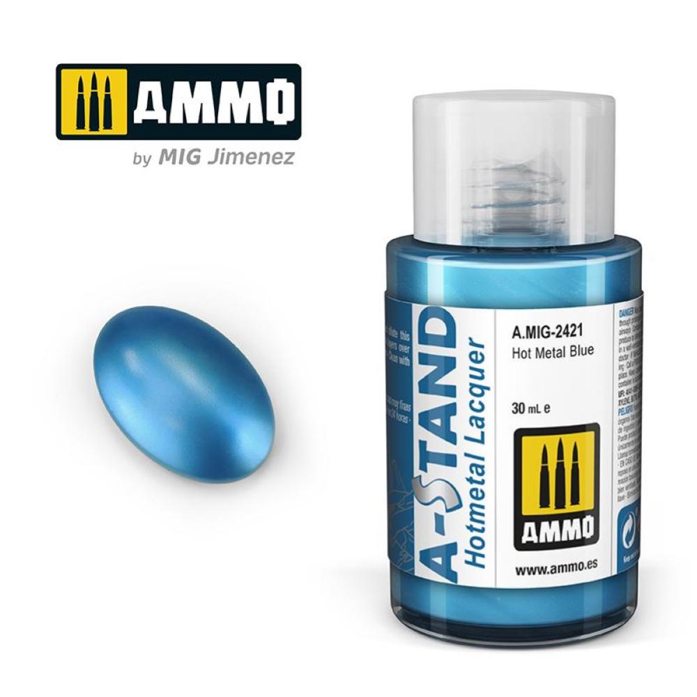 AMMO of MIG: A-STAND Hot Metal Blue   - 30ml Enamel Paint for airbrush