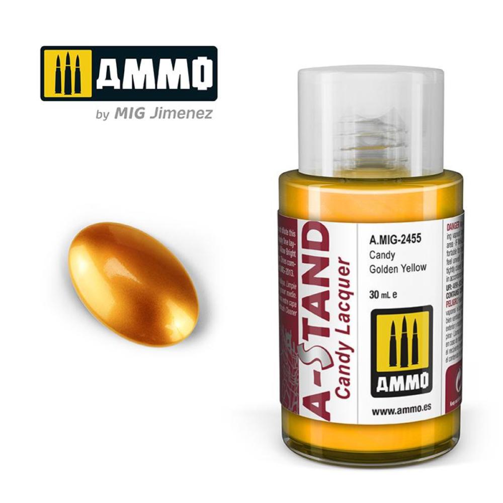 AMMO of MIG: A-STAND Candy Golden Yellow - 30ml Enamel Paint for airbrush