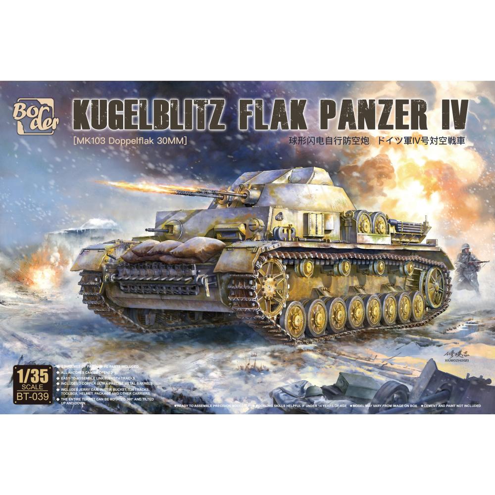 BORDER MODEL: 1/35; Kugelblitz Flak Panzer IV (MK103 Doppelflak 30mm) con canna in metallo e fotoincisioni