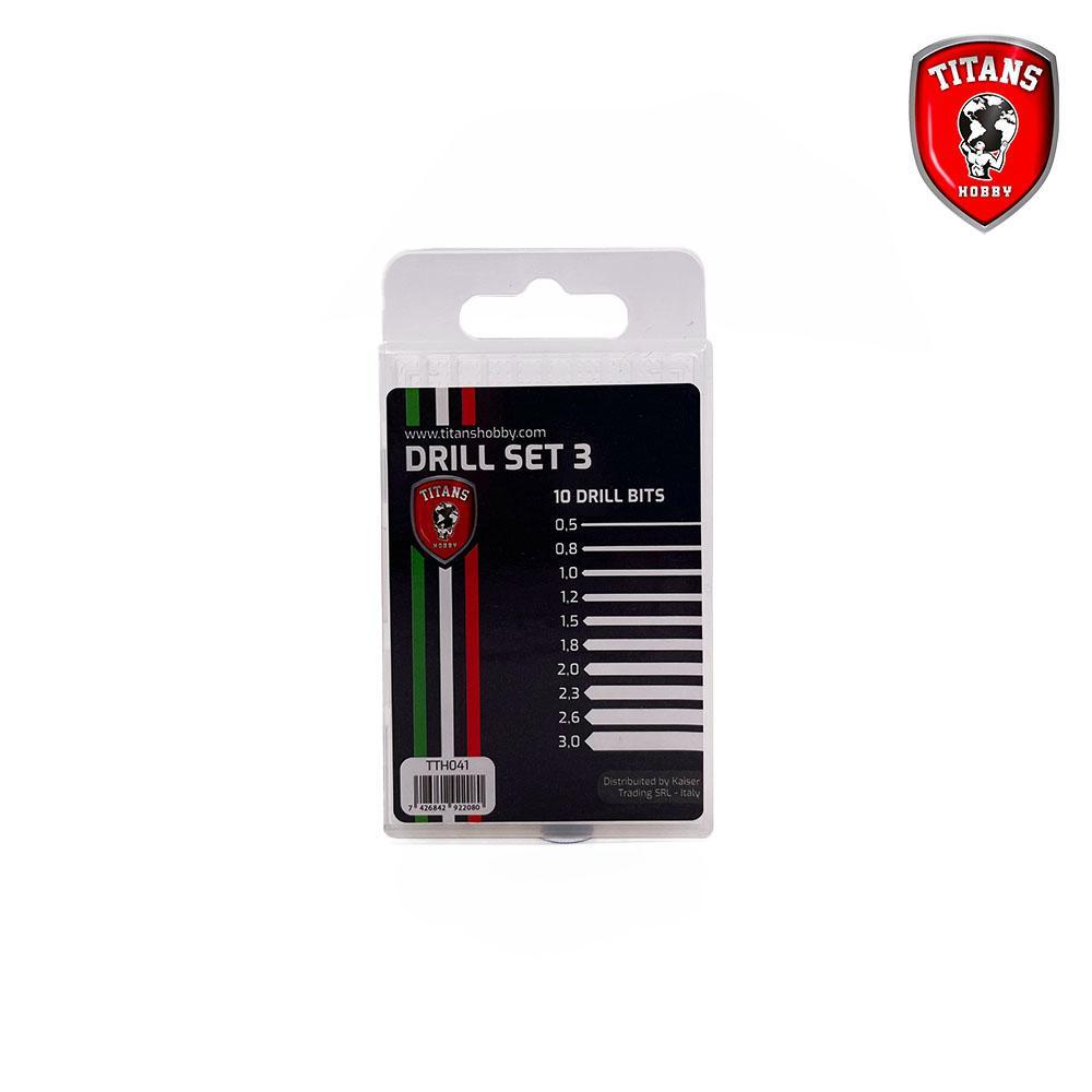 TITANS HOBBY: Set #3 di 10 punte per trapano da modellismo (mm.0,5-0,8-1,0-1,2-1,5-1,8-2,0-2,3-2,6-3,0)