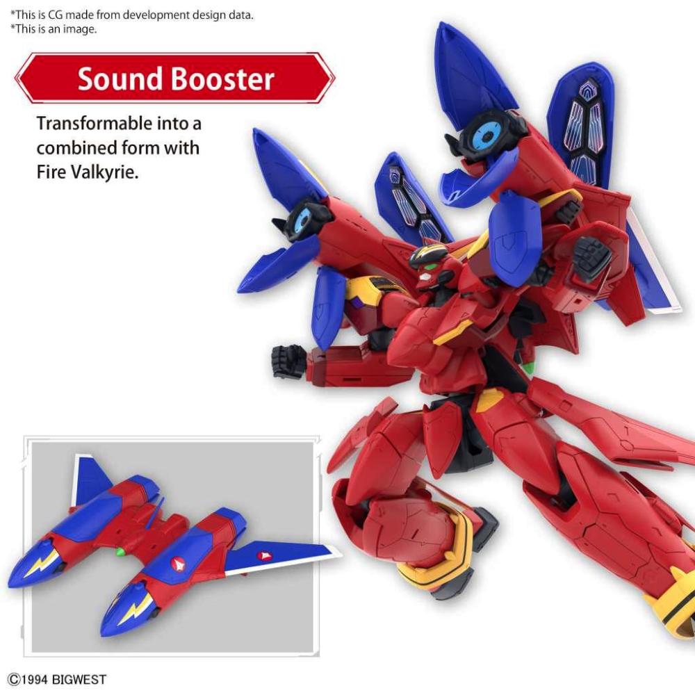 BANDAI: Hg Vf-19 Custom Fire Valkyrie W Sound Booster 1/100 (H=13 cm)