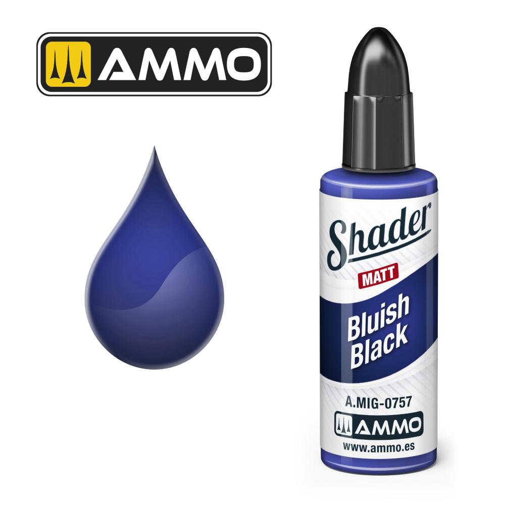 AMMO of MIG: MATT SHADER Bluish Black 10mL