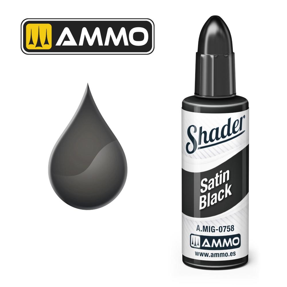 AMMO of MIG: MATT SHADER Satin Black 10mL
