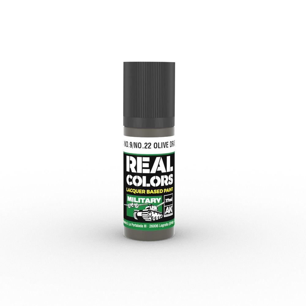 AK INTERACTIVE: Real Colors No.9/No.22 Olive Drab (WWII) 17 ml.