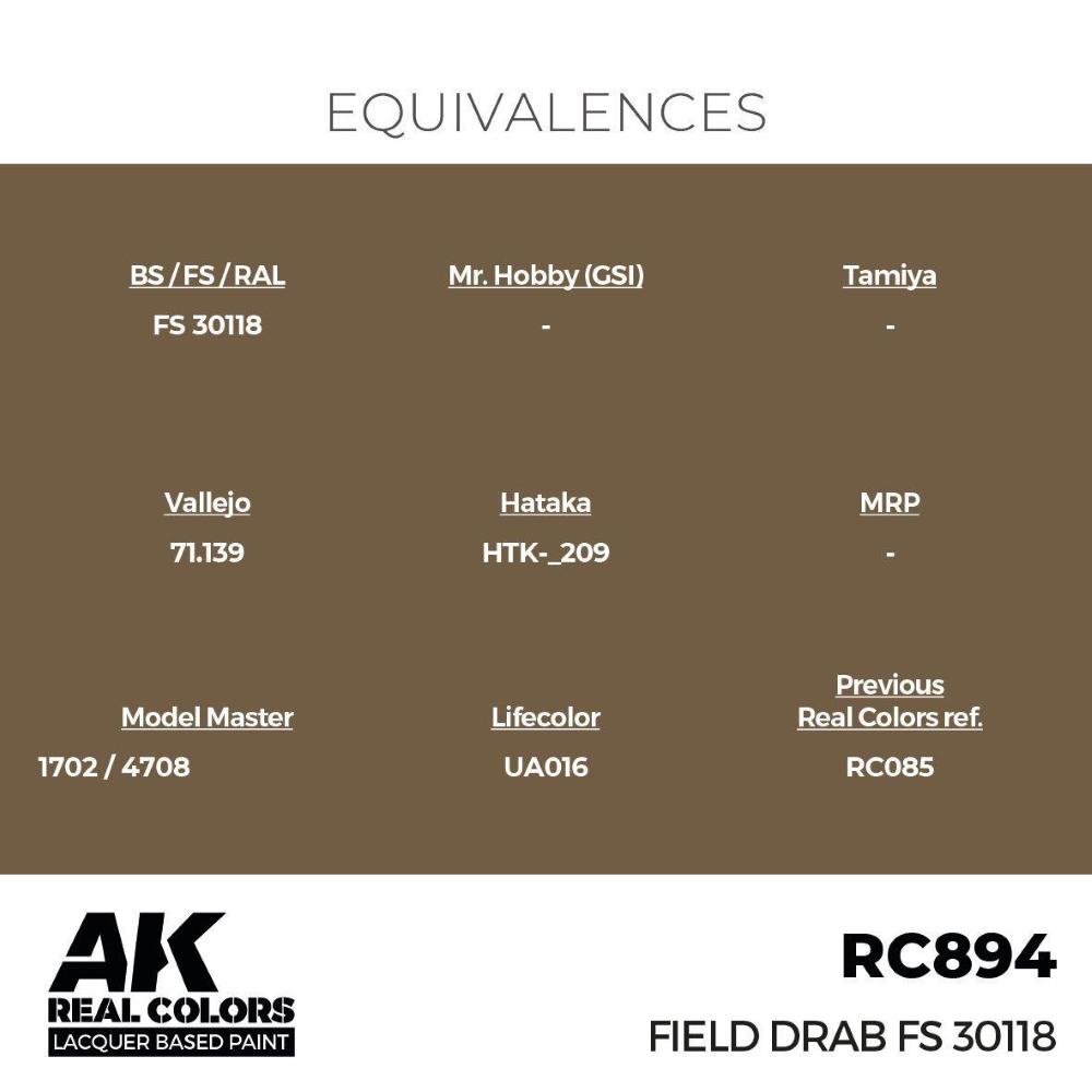 AK INTERACTIVE: Real Colors Field Drab FS 30118 17 ml.