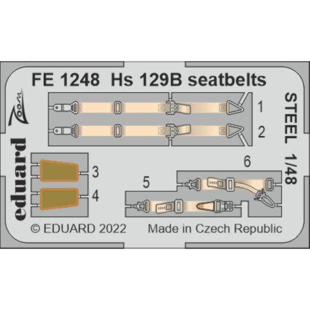 EDUARD: 1/48 ; Hs 129B seatbelts STEEL - per kit HOBBY 2000/HASEGAWA