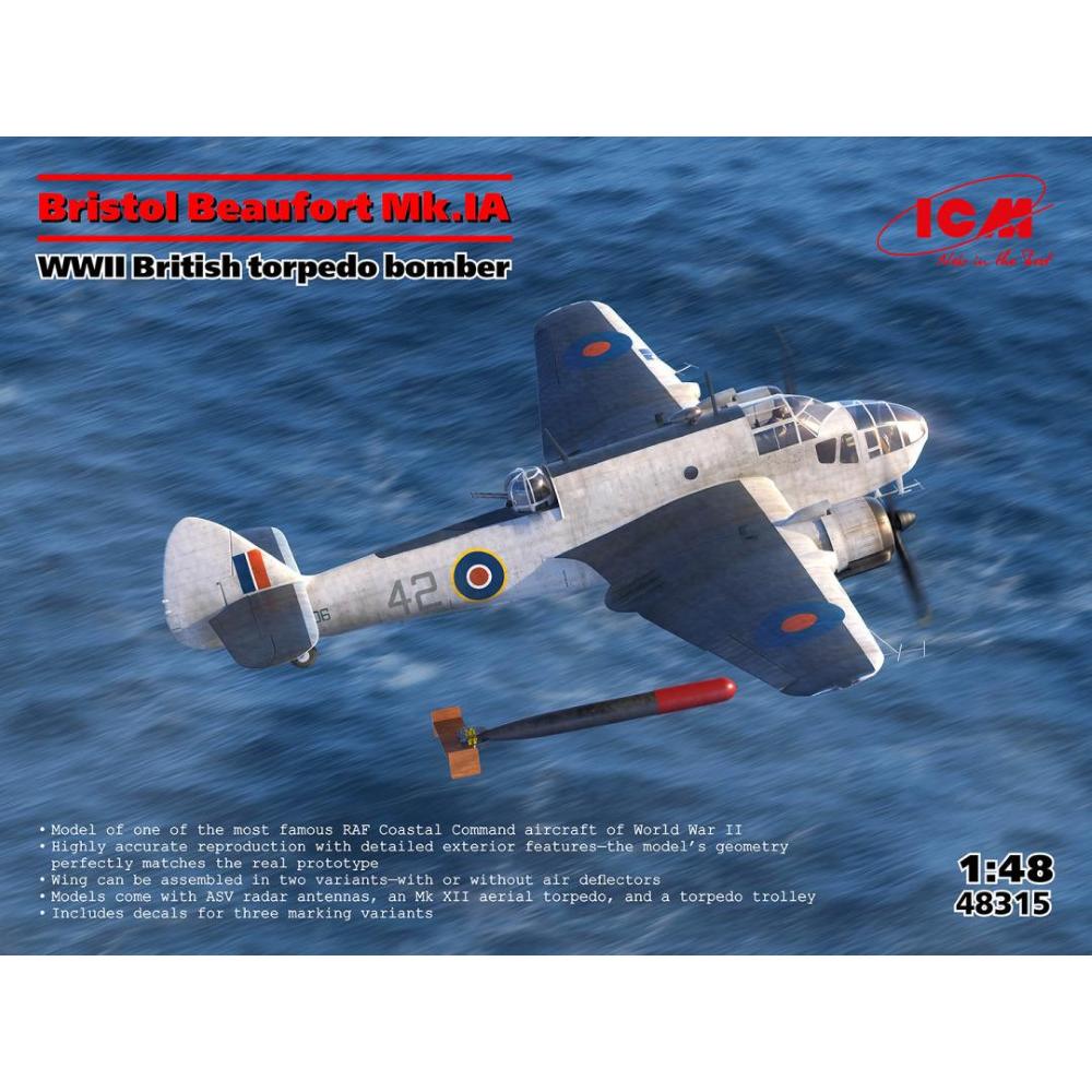 ICM: 1/48 Bristol Beaufort Mk.IA, WWII Brit. Torpedo-Bomber