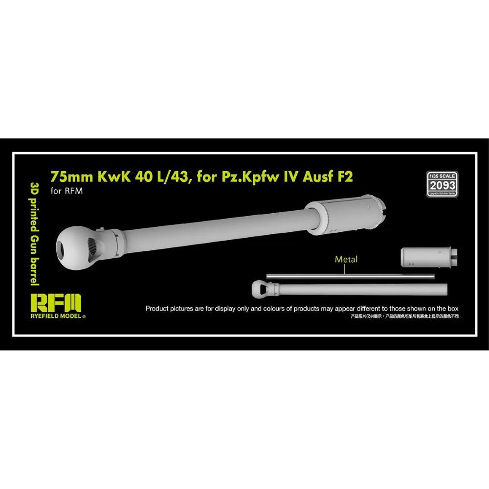 RYE FIELD MODEL: 1/35 3D print.Gun barrel 75mm KwK 40 L/43 Pz.Kpfw.IV F2