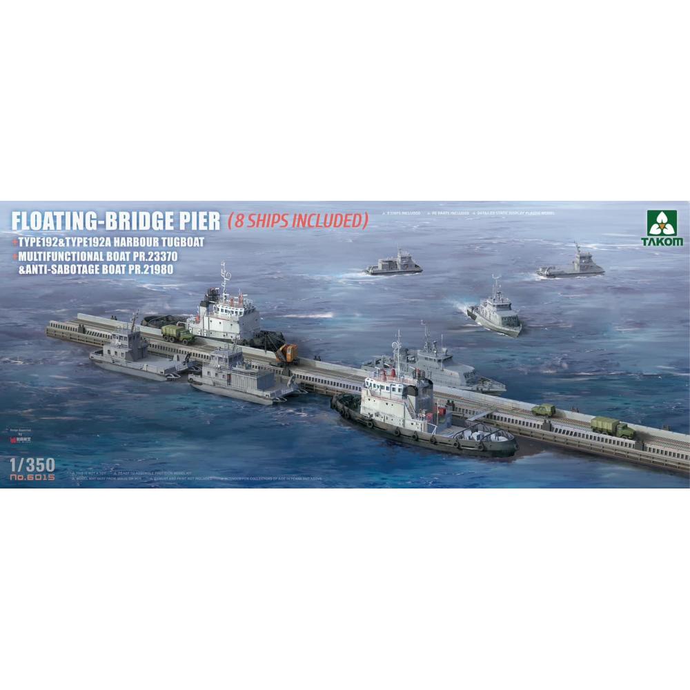 TAKOM MODEL: 1:350 Floating Bridge Pier (8 Ships included)