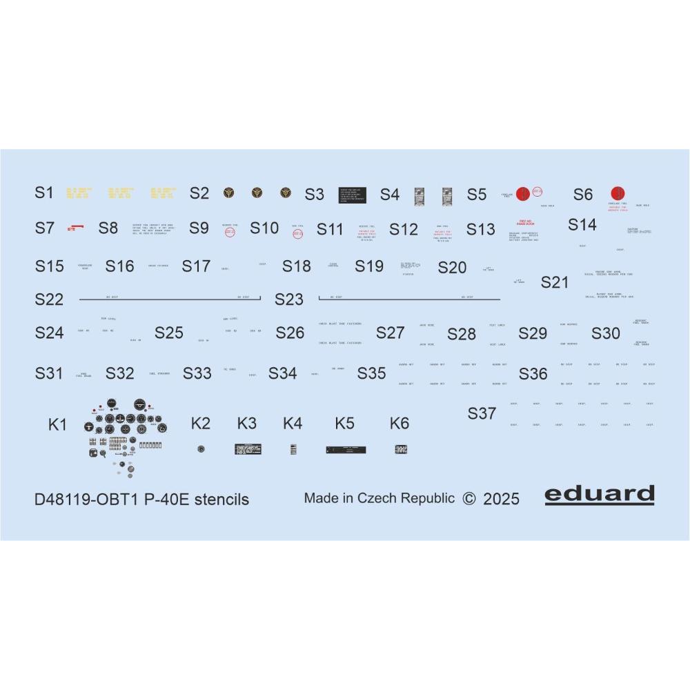EDUARD: 1:48 Curtiss P-40E Warhawk stencils