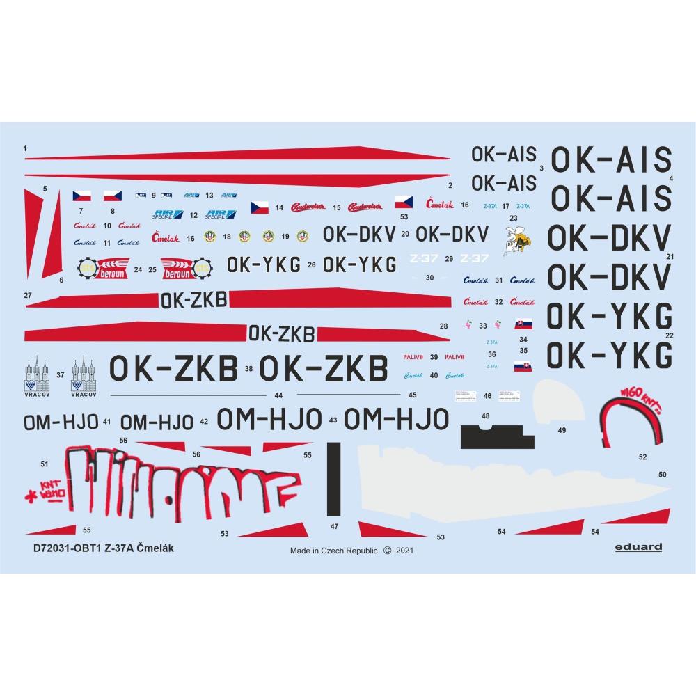 EDUARD: 1:72 Let Z-37A Cmelák Decals