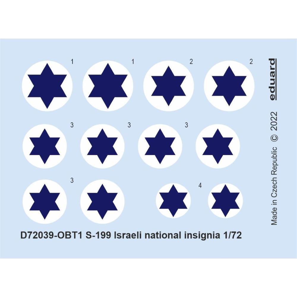 EDUARD: 1:72 Avia S-199 Israeli national insignia
