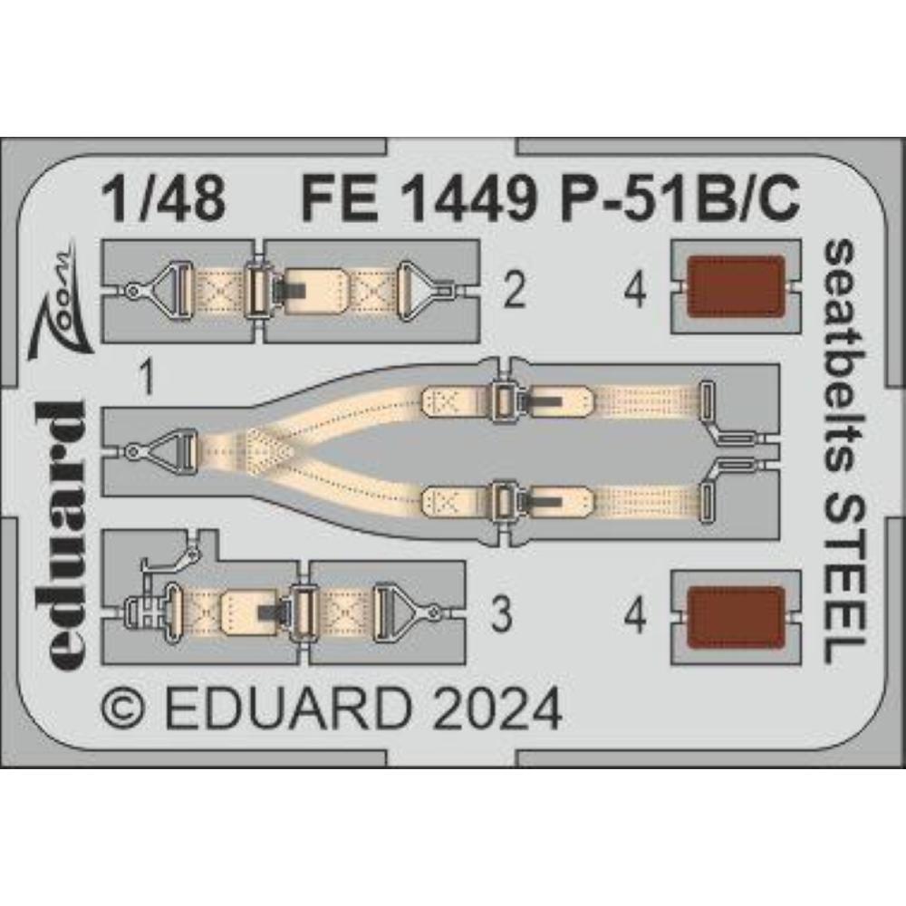 EDUARD: 1:48 North-American P-51B/ C seatbelts STEEL
