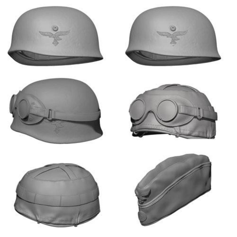 SOL MODEL: 1:35; WW2 German Paratrooper Helmets & Side Cap