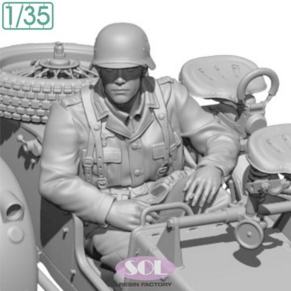 SOL MODEL: 1:35; Officer f.WWII German KS750 w/side car (3D Print.)
