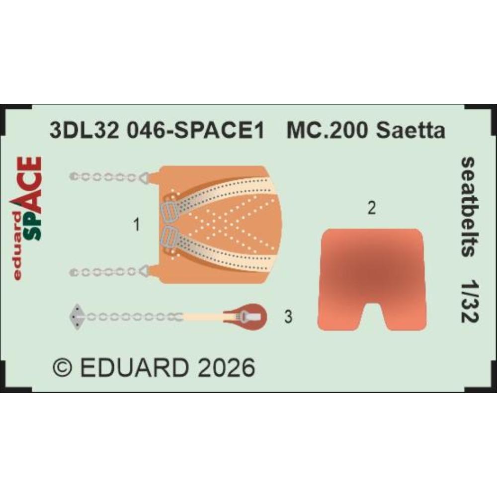 EDUARD: 1:32 Macchi C.200 Saetta seatbelts SPACE