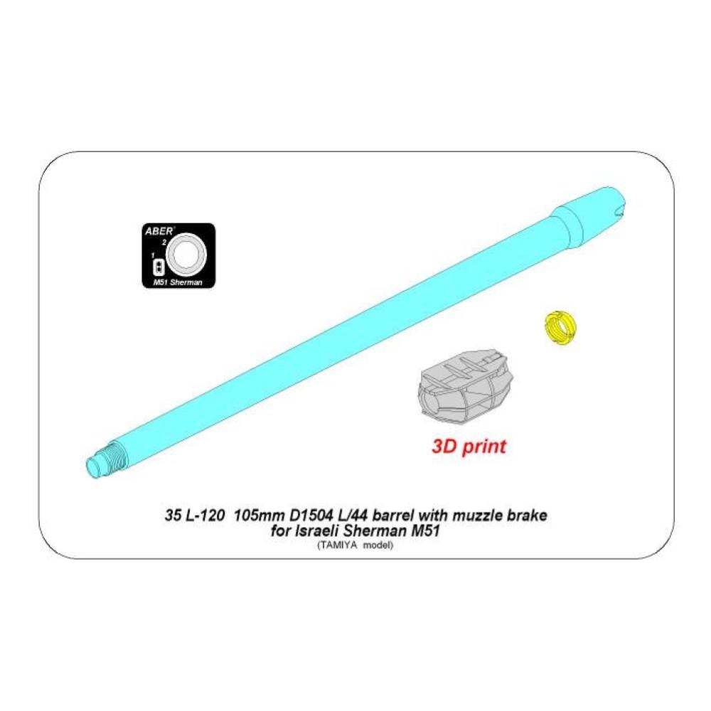 ABER: 1:35 105mm D1504 L/44 w/ muzzle brake Israeli M51