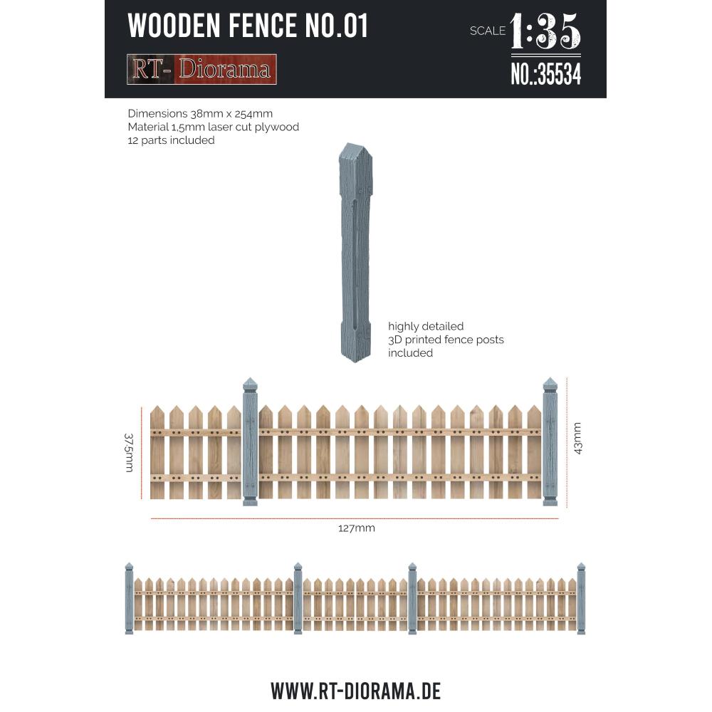 RT-DIORAMA: 1:35; Wooden fence /  Holzzäune  No.1 1/35