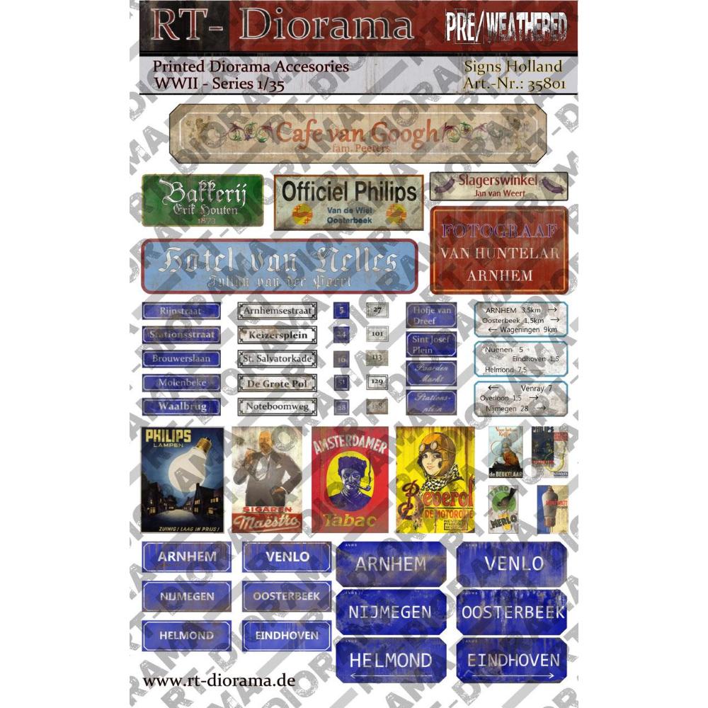 RT-DIORAMA: 1:35; Printed Accessories: Signs Holland