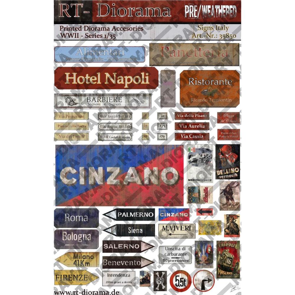 RT-DIORAMA: 1:35; Printed Accessories: Signs Italy