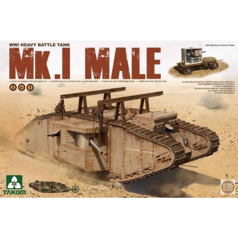 TAKOM MODEL: 1:35 WWI British Battle Tank Mark I 2 in 1