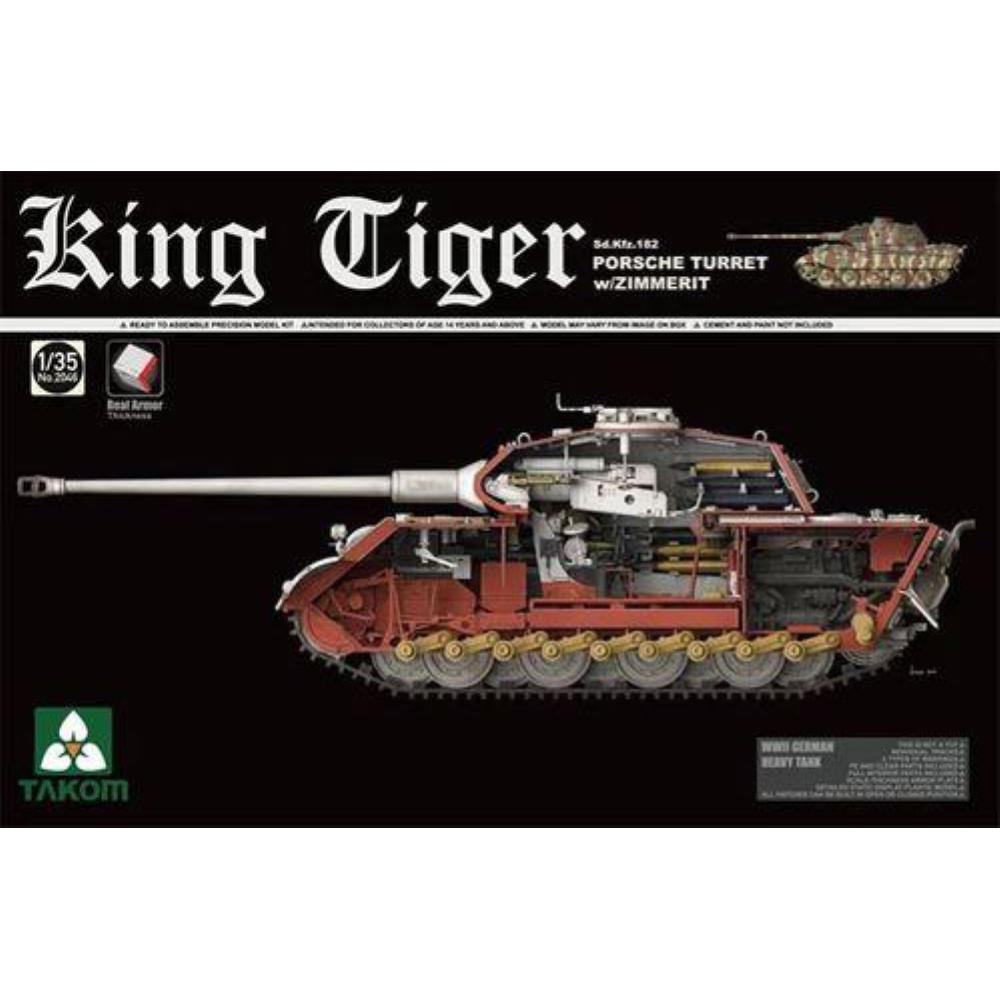 TAKOM MODEL: 1:35 King Tiger Porsche Turret  w/Zimmerit, Interior