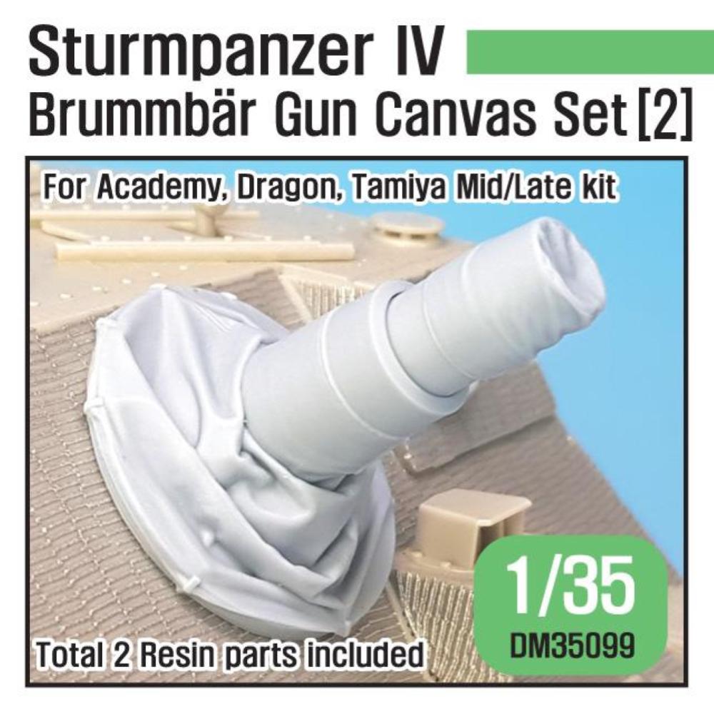 DEF.MODEL: 1/35; German Sturmpanzer IV Brummbar Mid/Late Main Gun canvas cover  set (2)- High angle
