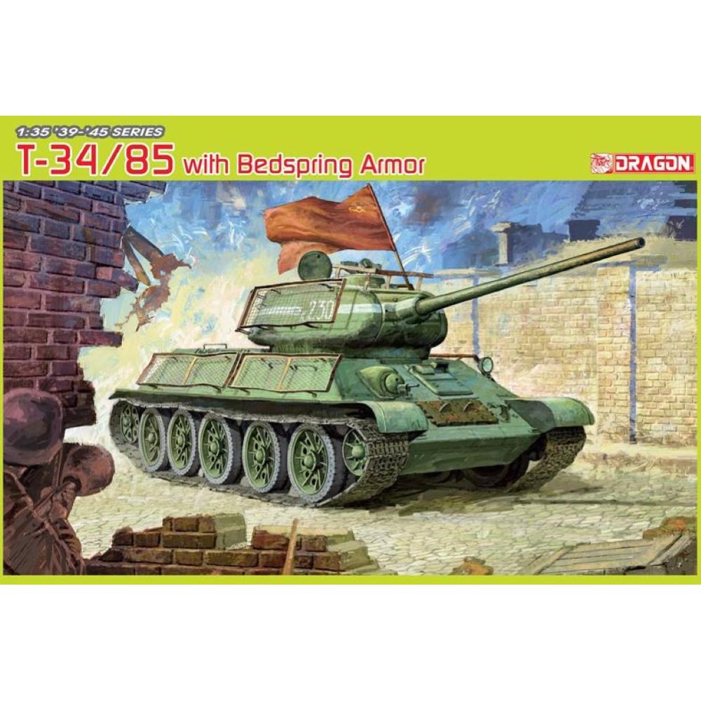 DRAGON: 1:35 T-34/85 with Bedspring Armor  - Premium Edition