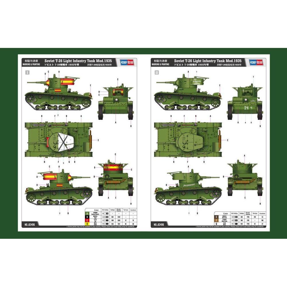 HOBBY BOSS: 1:35 Soviet T-26 Light Infantry Tank Mod.1935