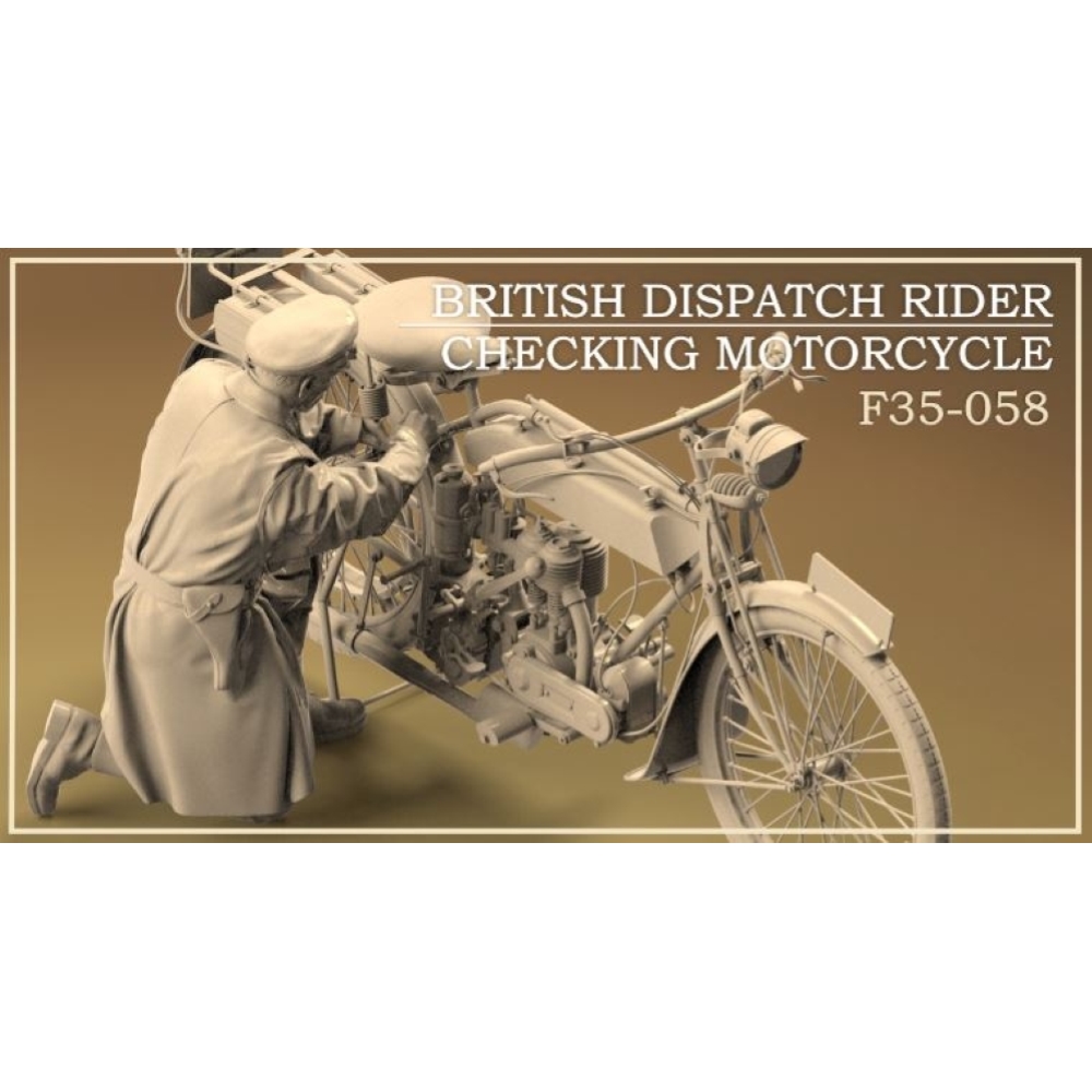 Copper State Models: 1/35 British Dispatch Rider checking motorcycle