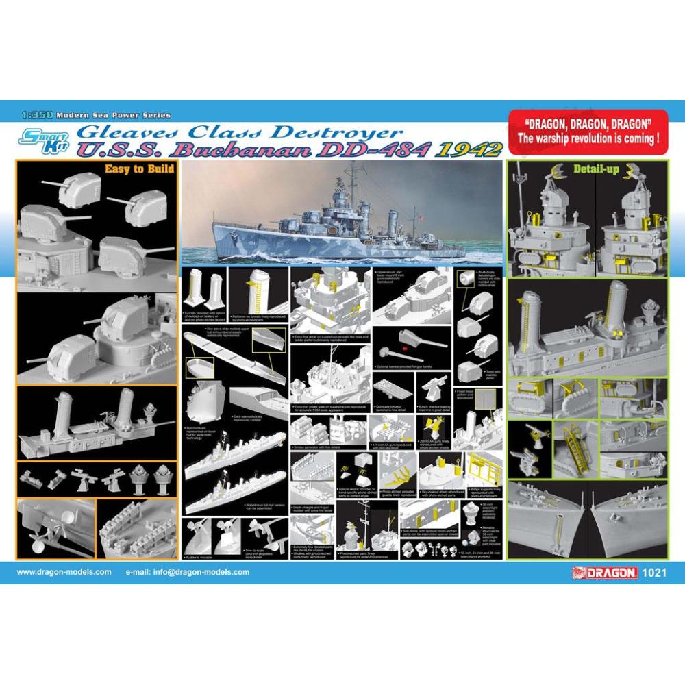 DRAGON: 1:350 U.S.S. Buchanan DD-484 - 1942