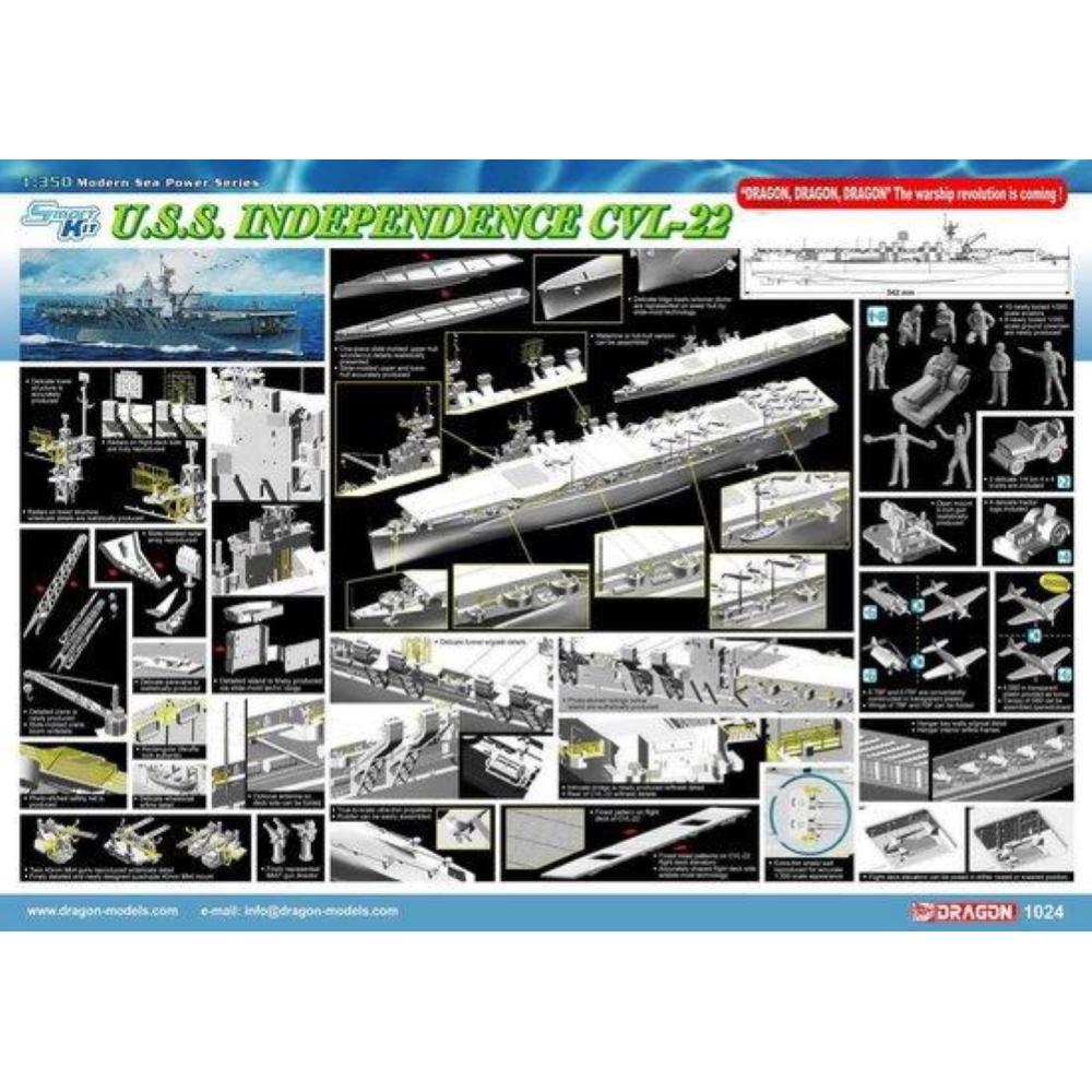 DRAGON: 1:350 U.S.S. Independence CVL-22 ~ Smart Kit