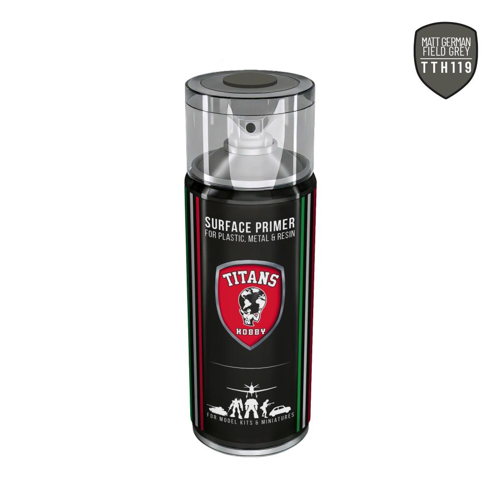 TITANS HOBBY: German Field Grey Matt (100%=Ammo of Mig color F512) - 400ml Spray for Plastic, Metal & Resin