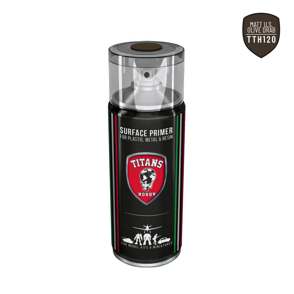 TITANS HOBBY: U.S. Olive Drab Matt (100%=Ammo of Mig color 0926) - 400ml Spray for Plastic, Metal & Resin