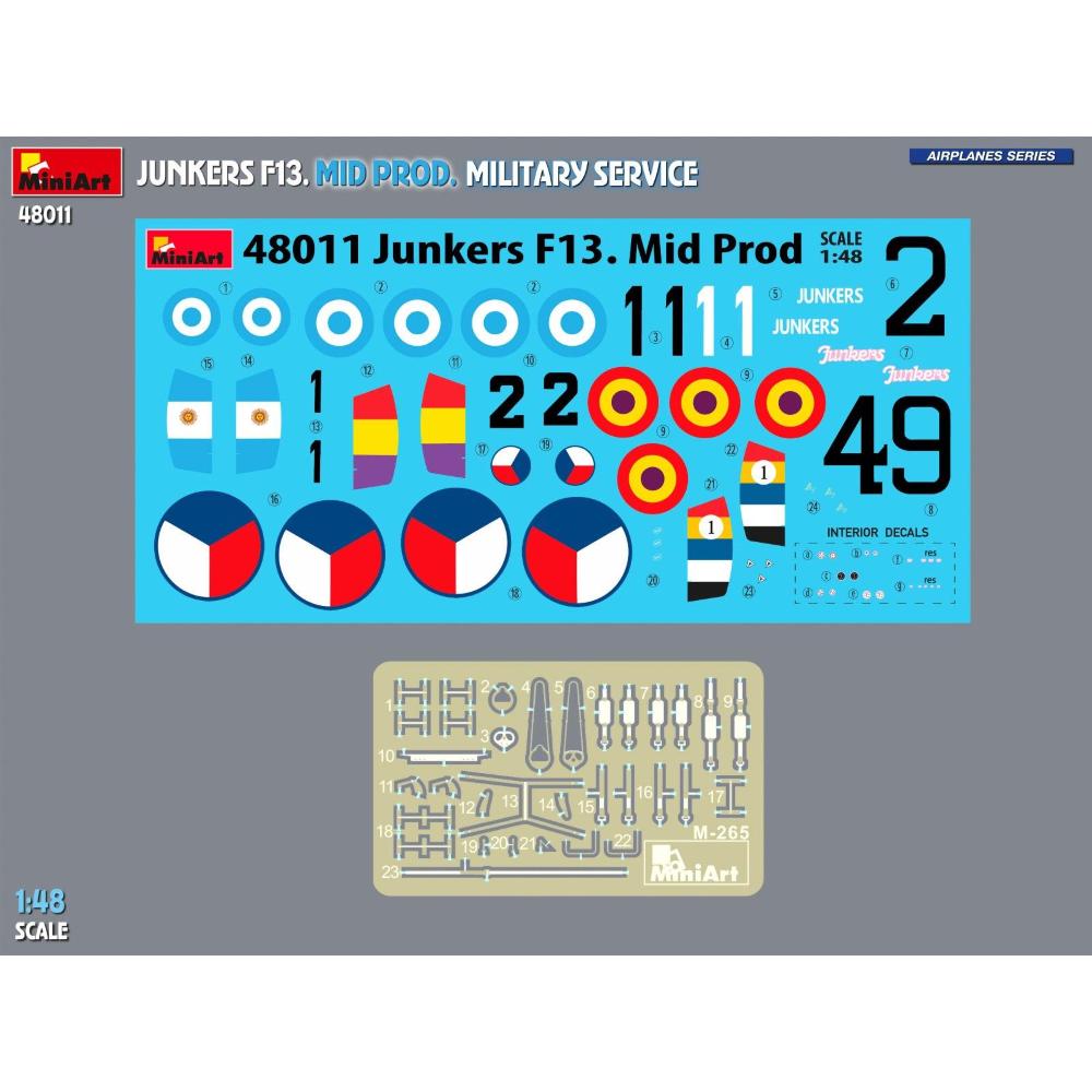MINIART: 1:48 Junkers F13. Mid Prod. Military Service