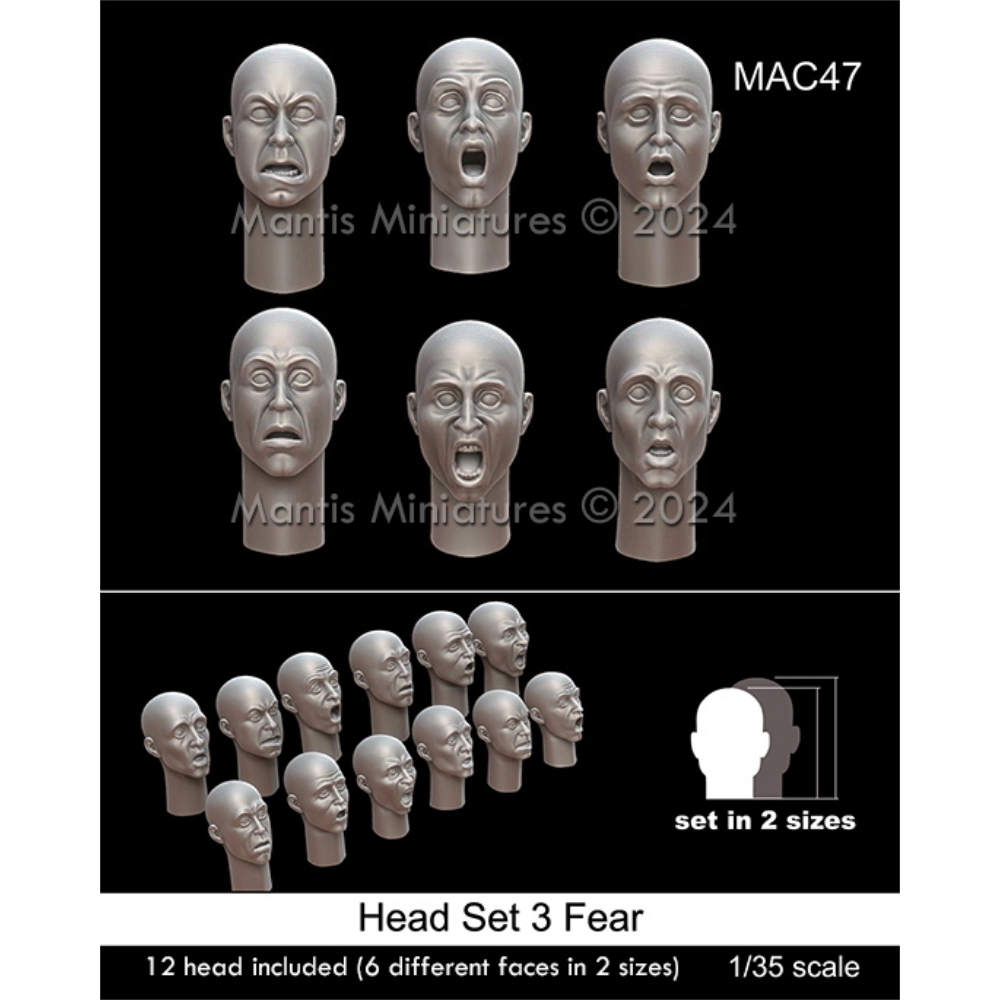 MANTIS MINIATURES: 1:35 Head Set 3 Fear