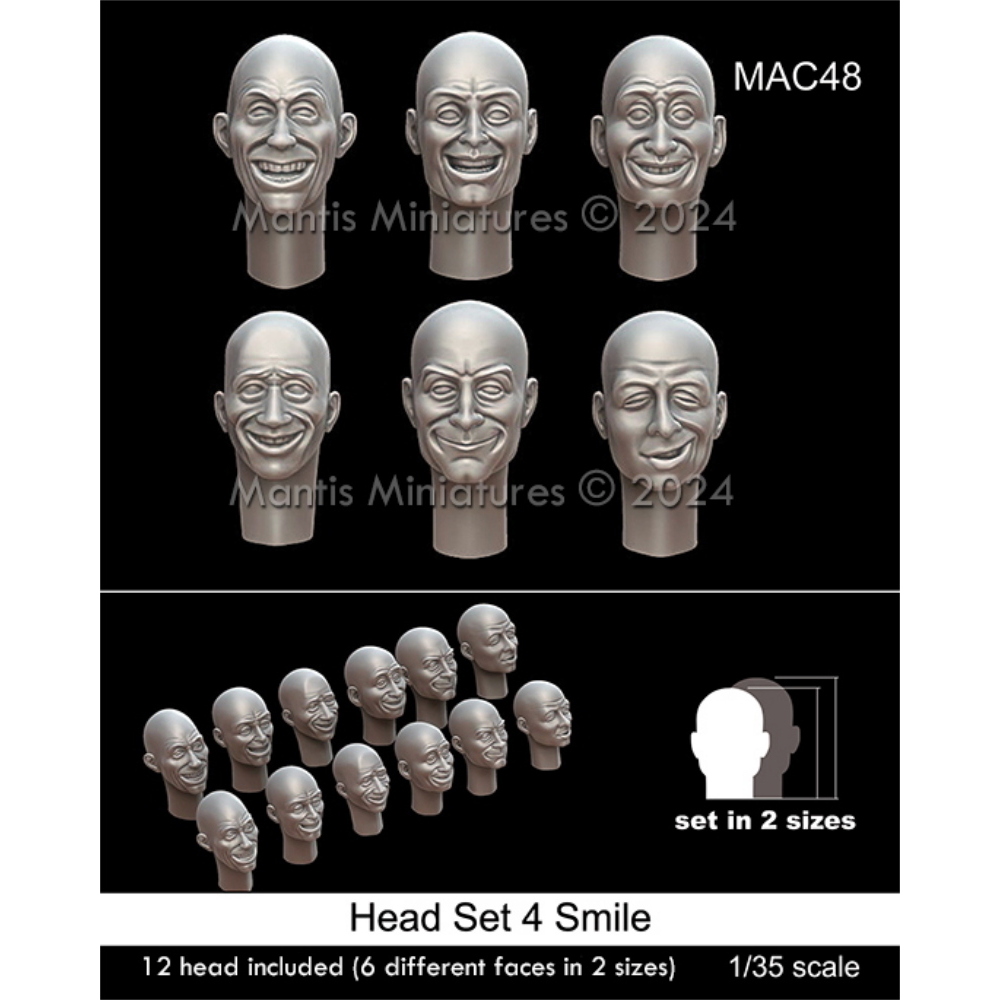 MANTIS MINIATURES: 1:35 Head Set 4 Smile