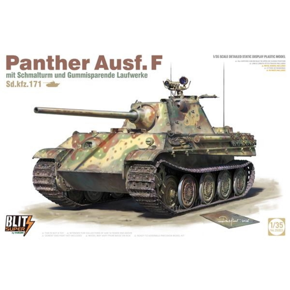TAKOM MODEL: 1/35; Panther Ausf.F Narrow Turret , Steel-Rimmed Wheels