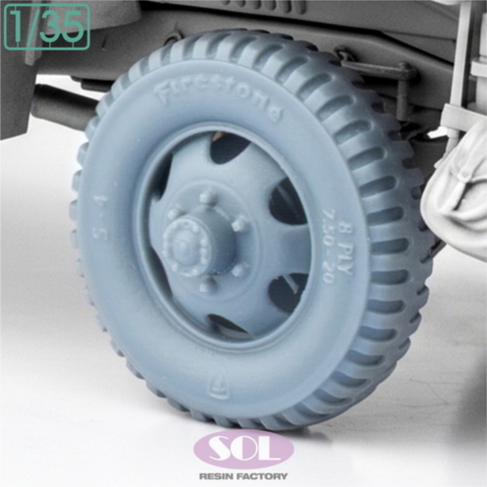 SOL MODEL: 1:35 U.S 2.5t 6x6 Cargo Truck Wheel Tires Set (Tamiya)